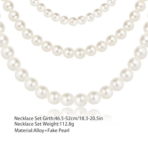 Chunky Pearl Choker Necklace - Stackable Statement Wedding Party Jewelry Gift - size: set