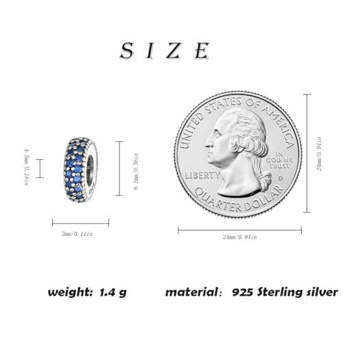 ARTCHARM Clasp Love Safety Chain Charm - Authentic 925 Sterling Silver Heart Beads - Fit European Style Bracelet - color: 2pcs Dark Blue Spacer Stopper
