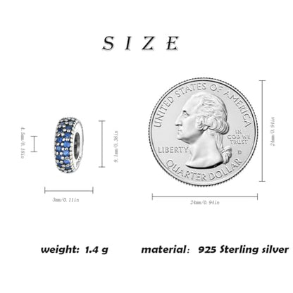 ARTCHARM Clasp Love Safety Chain Charm - Authentic 925 Sterling Silver Heart Beads - Fit European Style Bracelet - color: 2pcs Dark Blue Spacer Stopper