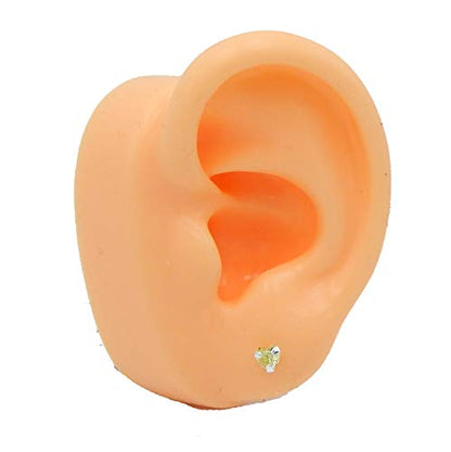 925 Sterling Silver 4mm Heart Birthstone CZ Stud Earrings 33210 (Choose Your Color) (Nickel Free) - color: Peridot