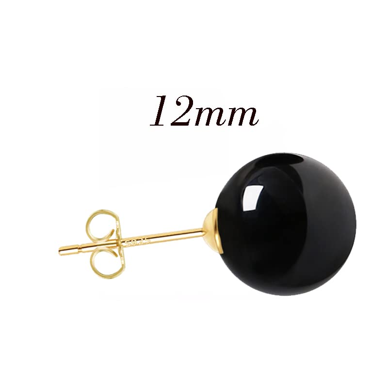 18K Gold Plated 925 Sterling Silver Shell Pearl Stud Earrings,Hypoallergenic to Sensitive Ears - style: D_L Black -12mm