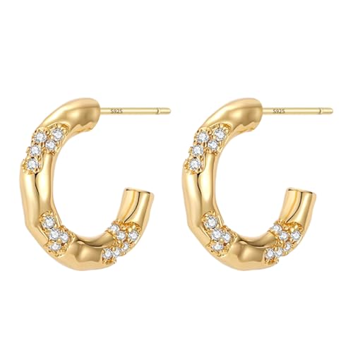 Dainty Gold Huggie Hoop Earrings for Women - 18K Gold Plated Cubic Zirconia Lightweight Mini Double Hoops Earrings for Everyday Wear - style: Small Hoops Earrings Gold