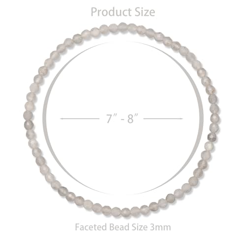 Healing Crystal Bracelet Clear Quartz Faceted Beaded Bracelets for Women Men 3mm Natural Stone Adjustable Handmade Stretch Bracelet Reiki Spiritual Jewelry Fashion Gifts - color: Labradorite