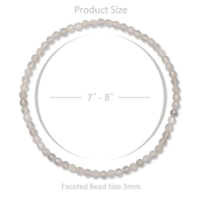 Healing Crystal Bracelet Clear Quartz Faceted Beaded Bracelets for Women Men 3mm Natural Stone Adjustable Handmade Stretch Bracelet Reiki Spiritual Jewelry Fashion Gifts - color: Labradorite