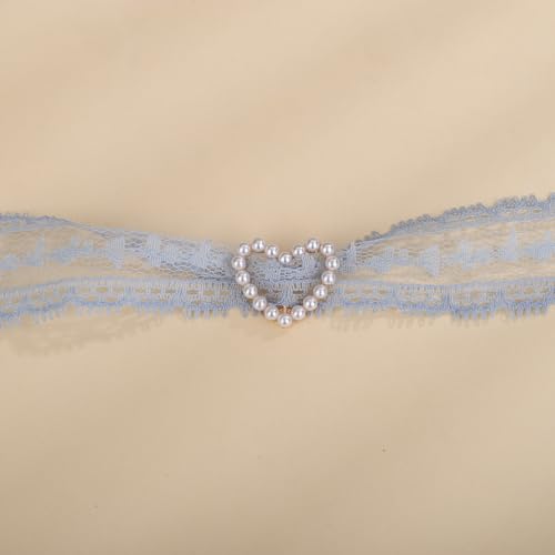 Vintage Lace Bowknot Choker Lace Pattern Collar Choker Gothic Bow-knot Neckchain Dainty Bow-knot Collar Necklace Halloween Costume Necklace for Women (blue)