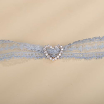 Vintage Lace Bowknot Choker Lace Pattern Collar Choker Gothic Bow-knot Neckchain Dainty Bow-knot Collar Necklace Halloween Costume Necklace for Women (blue)