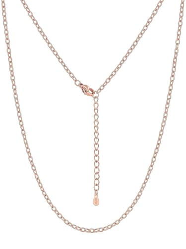 Silvora Necklace Chain for Women, 2.5MM Silver Chains Rolo Cable Necklace 316L Stainless Steel 14K Gold Plated Black Rose Gold Plated Womens Chain for Pendant 14"-30" Length - color: Rose Gold, size: 16 Inch