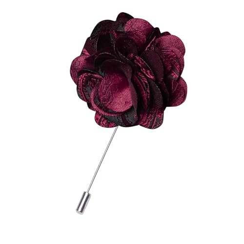JEMYGINS Mens Paisley Bow Tie and Lapel Pin Necktie Pocket Square and Tie Clip with Sets for Business Casual 4PCS - color: Maroon