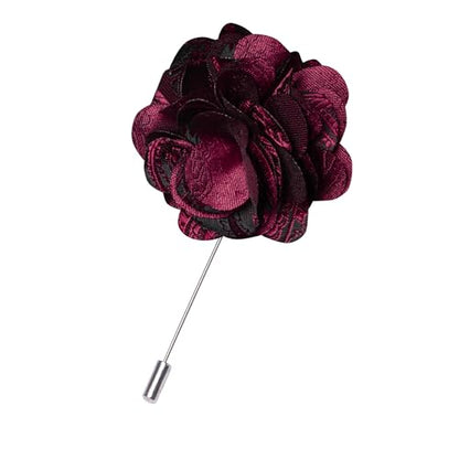 JEMYGINS Mens Paisley Bow Tie and Lapel Pin Necktie Pocket Square and Tie Clip with Sets for Business Casual 4PCS - color: Maroon