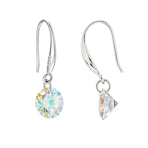 8 MM Cubic Zirconia Bare Diamond Cut Crystal Dangle Earrings for Women - color: Rainbow