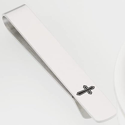 Cross Tie Clips for Men Unique Tie Pin Clip Mens Christian Tie Clips