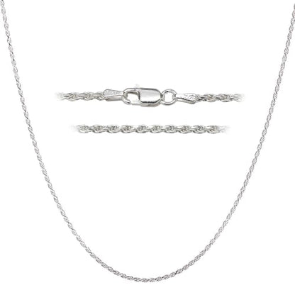 DSS 925 Sterling Silver Italian Silver Diamond Cut Rope Necklace Chain for Women & Men, Luxury Chain with Upgraded Lobster Clasp, Hypoallergenic - Made in Italy