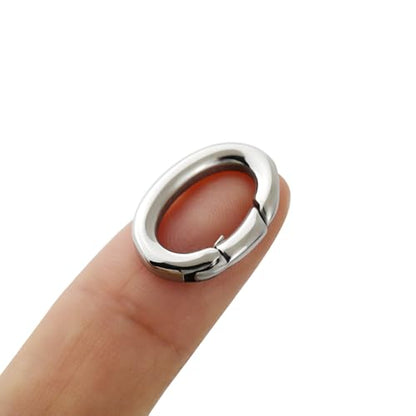 1Pc Oval Spring Clasps Clips Connector Rings for Keychain DIY Crafts (Silver-G) - color: Silver-G