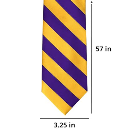 tiemart Men's Striped Tie Standard Length - color: Dark Purple and Golden Yellow
