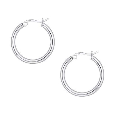 Savlano 925 Sterling silver Round Hoop Earrings for Women & Men Comes in 10MM-25MM - size: 20 Millimeters