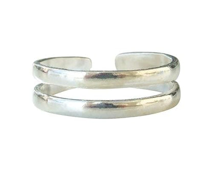 For Women's Gift Solid Metal Adjustable Dainty Double Band Toe Ring 925 Sterling Silver