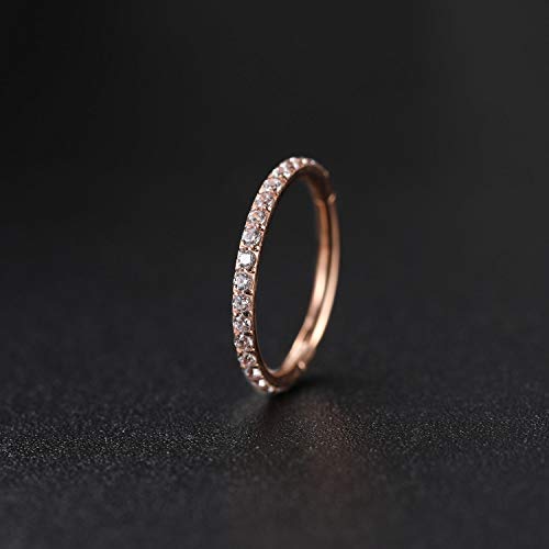 GAGABODY Surgical Steel Hypoallergenic Nose Ring Earring CZ Hoop for Unisex | Hinged Seamless Clasp,Used in Nostril,Septum,Lip,Eyebrow,Nipple and All Ear Piercings.22G to 12G,Inner Diameter 5mm to 14mm - color: Style1:Rose Gold+Clear CZ, size: 5mm