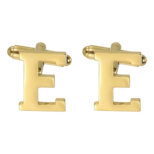 PATIKIL Initial Cufflinks, Classic Alphabet Stainless Steel Men Cuff Links 26 Letters A-Z with Box for Men Father Husband Weddings Gift Business Birthday - style: Letter E