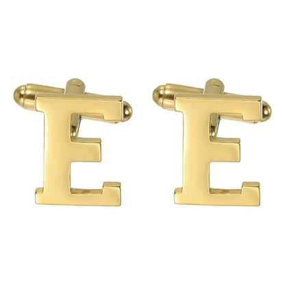 PATIKIL Initial Cufflinks, Classic Alphabet Stainless Steel Men Cuff Links 26 Letters A-Z with Box for Men Father Husband Weddings Gift Business Birthday - style: Letter E