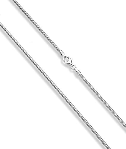 Miabella Italian 925 Sterling Silver Round Snake Chain Necklace Women Men | 1.5mm, 2mm, 2.5mm, Fine Jewelry, Made in Italy - size: Length 30 Inches, style: 2.0mm