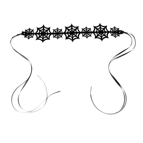 Gothic Chokers Necklace for Women Halloween Spider Gear Snake Thorn Sexy Black Lace Choker Necklace Punk Vintage Lace Hollow Tattoo Adjustable Necklace for Cosplay Jewelry Night Club Party Costume Accessory Sexy Chocker Gift - style: Spider Web