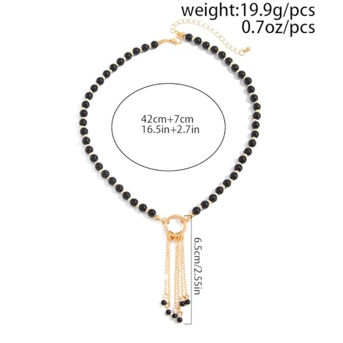 Gold Layered Necklace for Women Chunky Stacked Chain Link Paperclip Evil Eye Necklace Trendy Punk Jewelry - color: X-Round