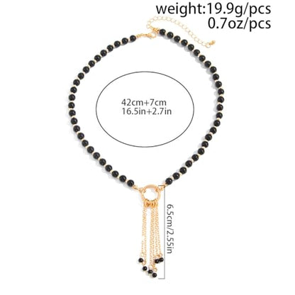 Gold Layered Necklace for Women Chunky Stacked Chain Link Paperclip Evil Eye Necklace Trendy Punk Jewelry - color: X-Round