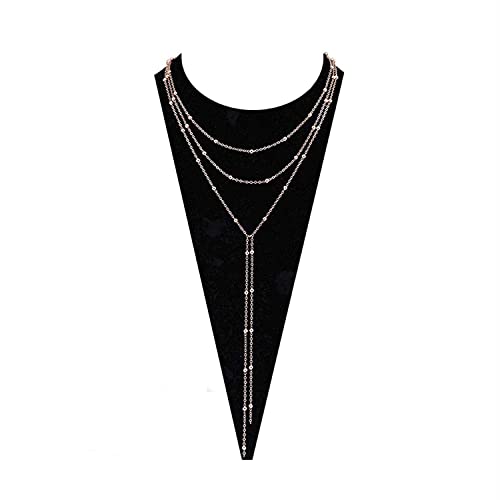 MOLOCH Layer Choker Long Chain Tassel Pendant Necklace Handmade Bead Station y Necklace Charm Chain Jewelry Necklace - color: rose gold