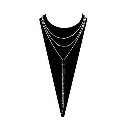 MOLOCH Layer Choker Long Chain Tassel Pendant Necklace Handmade Bead Station y Necklace Charm Chain Jewelry Necklace - color: rose gold