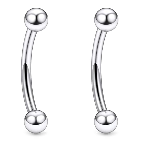 20g 18g 16g 14g Rook Piercing Jewelry Titanium Externally Threaded Curved Barbell Eyebrow Tragus Helix Conch Lobe Labret Earrings Lip Rings Body Piercing Jewelry For Women Men Ball Spike 6mm-19mm - size: 18G - 6mm Ball