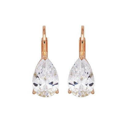 Amazon Essentials Sterling Silver or Gold Plated Sterling Silver Pear Cut Cubic Zirconia Leverback Earrings - color: Rose Gold