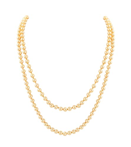 BABEYOND Long Pearl Necklace Faux Pearls Necklace Set Beaded Long Pearls Necklace 1920s Gatsby Costume Jewelry - color: Gold