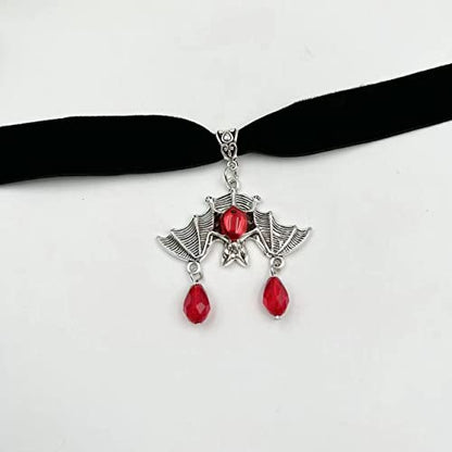 Gothic Black Velvet Goth Choker Necklace for Women,Cameo Black Choker Crow Skull Pendant Necklace Vintage Collar Skull Necklace Gothic Jewelry - style: Bat