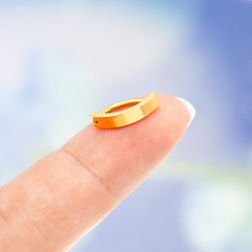 16G Labret Stud, G23 Titanium Vertical Labret Lip Piercing Jewelry, Gold Eyebrow Ring Clicker Belly Button Ring Hoop For Women Men - color: Gold, size: 8mm