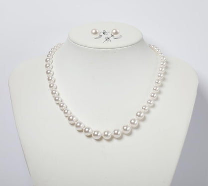 Pearl Necklace and Earring Set for Women Costume Jewelry Set | Elegant Outfit Matching, Wedding Bridesmaid Prom Gifts - style: White 16 inches