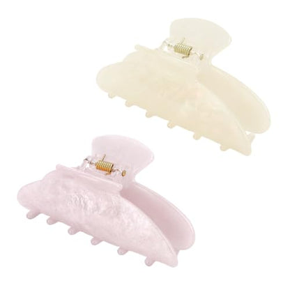 2Pcs Hair Claw Clips for Women Cute Hair Clips Accessories Ideal Gift - color: White and Light Purple
