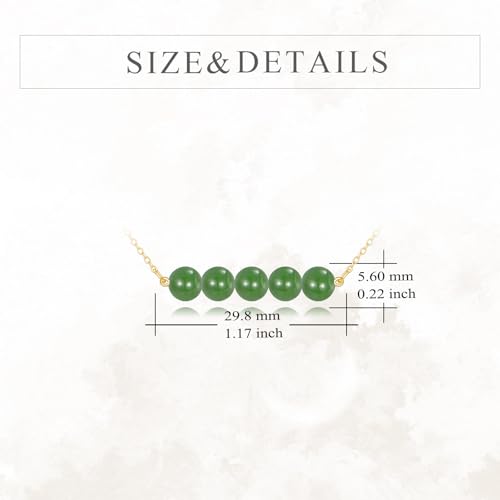 KECHO 14K Real Gold Beads Pendant Necklace Solid Yellow Gold Jewelry Anniversary Birthday Gifts for Women - color: Green Jade 5