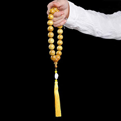Zen Dear Natural Golden Sandalwood Mexican Bocote Mala Prayer Bead Bracelet Link Wrist Necklace Mala Beads - style: 20mm 21 beads Boutique