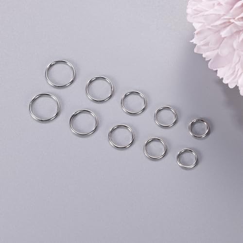 10Pcs 18G 20G Surgical Steel Nose Rings Hoops for Women Men Hinged Seamless Clicker Nose Hoops Cartilage Helix Tragus Daith Sleeper Earrings Hoop Hypoallergenic Nose Piercing 6/7/8/9/10MM - color: silver, size: 20G