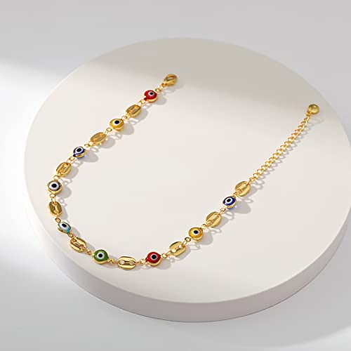 Ankle Bracelets for Women 18K Gold Plated Anklet for Women Gold Charm Anklet Waterproof Summer Beach Foot Chain Jewelry Gifts - style: Evil Eye and Pig Nose
