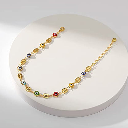 Ankle Bracelets for Women 18K Gold Plated Anklet for Women Gold Charm Anklet Waterproof Summer Beach Foot Chain Jewelry Gifts - style: Evil Eye and Pig Nose