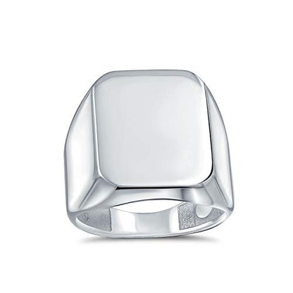 Bling Jewelry Classic Executive Geometric Customize Engrave Simple Large Rectangle Personalize Initial Monogram Signet Ring For Men Polished Shine .925 Sterling Silver - color: Silver Engrave