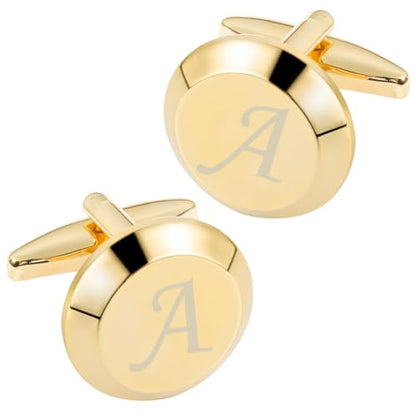 GWD Cufflinks for Men Stainless Steel Initial Cuff Links Alphabet Letter A-Z Groom Father Gift - style: 1 pair-A