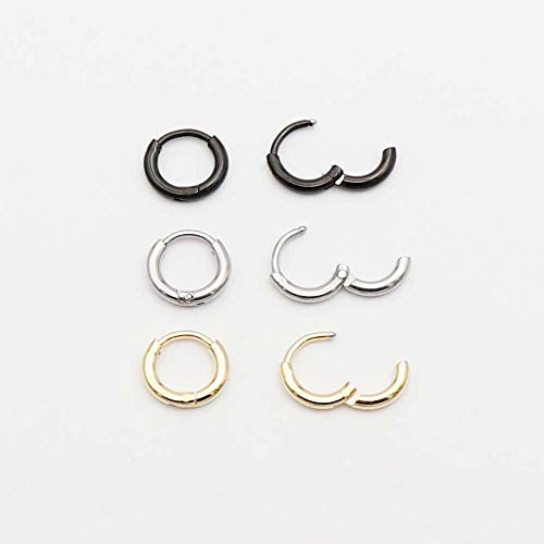 EACHLP Tiny Hoop Earrings 18K Real Gold Plating Surgical Steel Unisex - style: 6MM Hoops