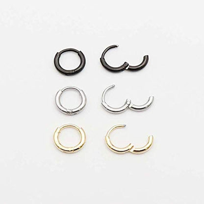 EACHLP Tiny Hoop Earrings 18K Real Gold Plating Surgical Steel Unisex - style: 6MM Hoops