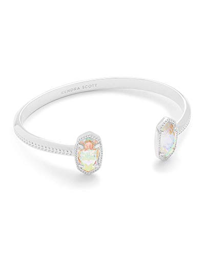 Kendra Scott Elton Cuff Bracelet for Women, Fashion Jewelry - color: RHODIUM - IRIDESCENT DICHROIC GLASS