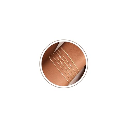 Freekiss Gold Stack Bracelets for Women | Dainty Thin Bracelet Set Trendy 14K Gold Plated Waterproof Bracelets for Women - style: 6pcs rope lip-GD