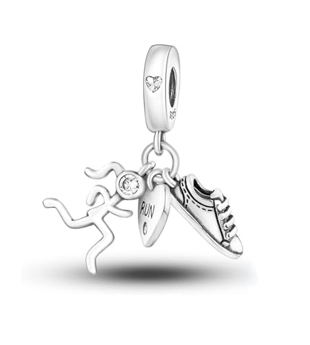 Flower Crab Orca Birthday Athlete Family Tree Safety Chain Cat Dog Bead Pendant 925 Sterling Silver Dangle Compatible With Pandora Moments Charm Bracelet - style: Love To Run Love Heart Athlete Runner Shoe Trainer Daughter Mom Sister