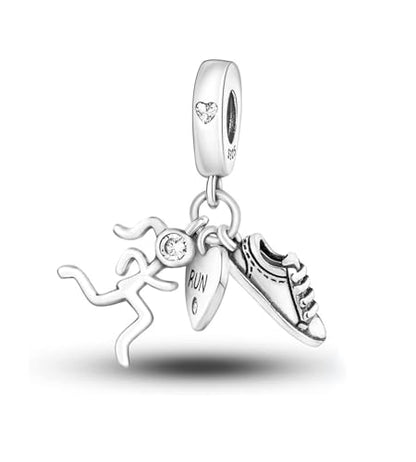 Flower Crab Orca Birthday Athlete Family Tree Safety Chain Cat Dog Bead Pendant 925 Sterling Silver Dangle Compatible With Pandora Moments Charm Bracelet - style: Love To Run Love Heart Athlete Runner Shoe Trainer Daughter Mom Sister