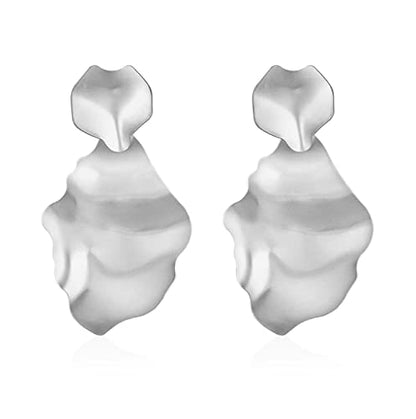 Women's Statement Clip-On Earrings Hypoallergenic Lightweight Clip Earrings - color: silver leaf
